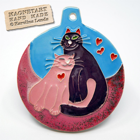 Ceramiczna zawieszka zakochane koty również jako ozdoba choinkowa 02