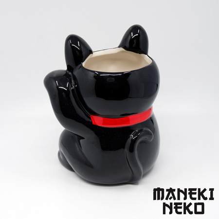 Maneki Neko Kot Szczęścia Kwietnik ceramiczny czarny